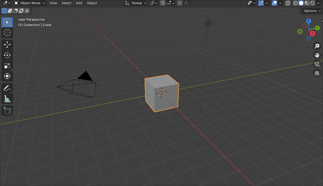 3D Viewport assim que o blender é aberto pela primeira vez.